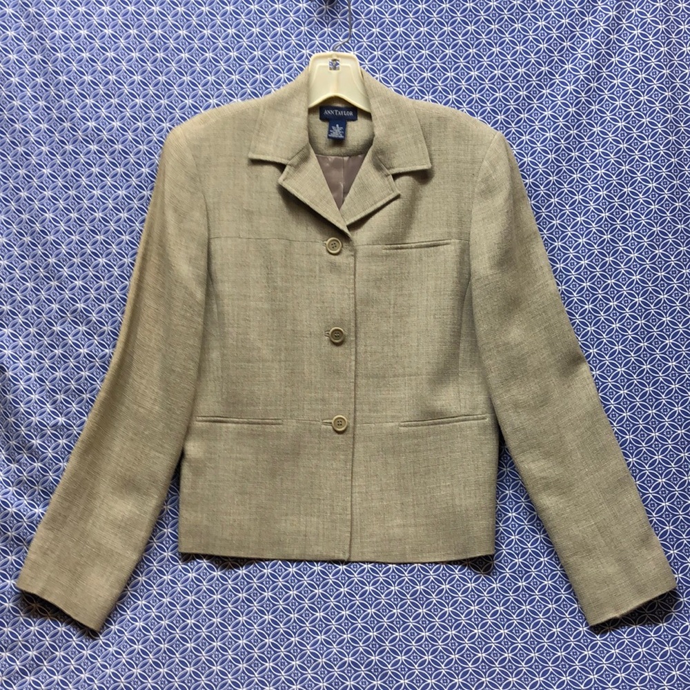 Ann Taylor Blazer - beige/grey Wool/ Rayon - size 6